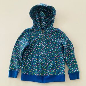 Polo Ralph Lauren 6 Girls Blue Pink Floral Terry Hooded Zip Cardigan Hoodie